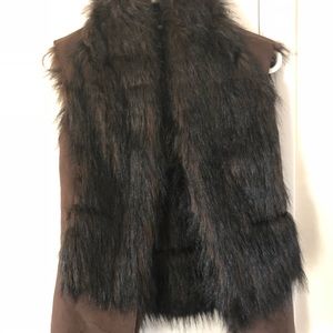 Faux fur and suede vest